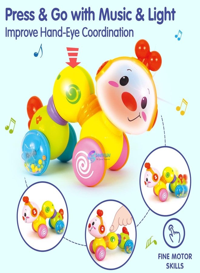 SANTALON Caterpillar Press & Go Musical Toy | Crawling Caterpillar Toys with Music & Light for 1 Year Old Girls & Boys | Baby Toys 12+ Months | 1st Birthday Gifts for Kids [Multicolor] - Image 2